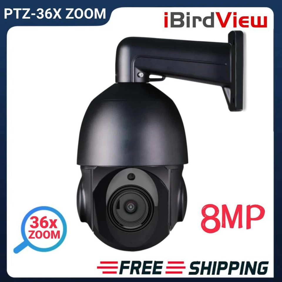 IBIRDVIEW Telecamera 4K 8MP PTZ PoE Sicurezza Dome 36X Zoom Ottico Auto Tracking
