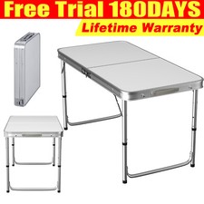 Picnic Folding Table Trestle Camping Adjustable Party Picnic BBQ Stall Garden 