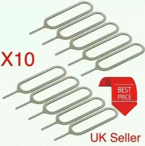 10x SIM CARD EJECT EJECTOR PIN REMOVAL OPEN TOOL KEY APPLE IPHONE IPAD SAMSUNG - Afbeelding 1 van 4