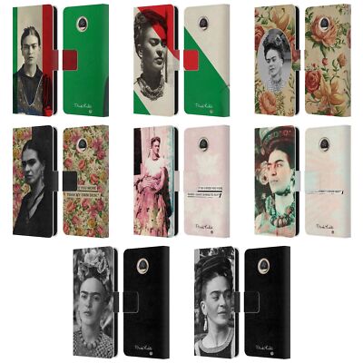 OFFICIAL FRIDA KAHLO PORTRAITS AND QUOTES LEATHER BOOK CASE FOR MOTOROLA PHONES