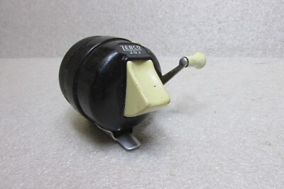 Moulinet de pêche vintage Zebco 202, noir et argent, fabriqué aux États