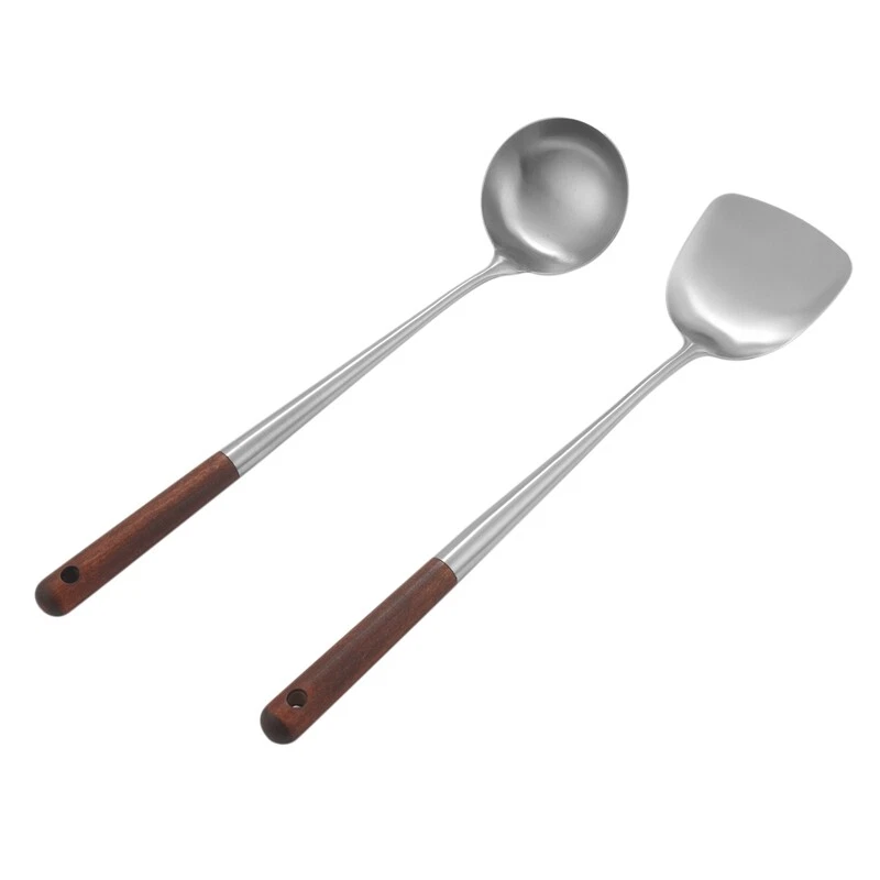 Wok Spatula and Ladle Tool Set 17 Inches Spatula for Wok