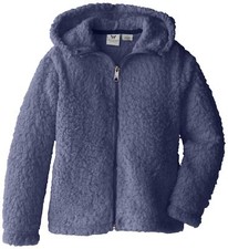 White Sierra Girls Fuzzy Wooly Hoodie, Blue Indigo, XX-Small