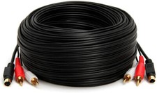 S-Video 2-RCA Audio Cables Combo 4 Pin SVideo Male Cord, Gold Plated - 75 Feet