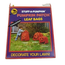 Sun Hill Stuff A Pumpkin Leaf Bags 3 Bags Jack O Lantern NOS 1990s  3 Bags/ties