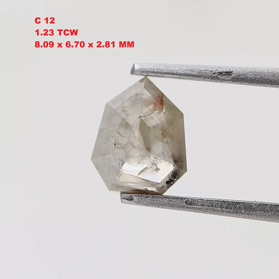 RUSTIC NATURAL DIAMOND SOLITAIRE DIAMOND 1.23TCW GRAYISH BROWN SHIELD ROSE CUT - Image 2 of 4