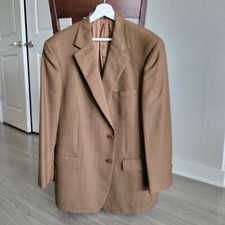 Brooks Brothers Mens Size 44L Blue Brown Rust Glen Plaid Wool Sport Jacket Italy