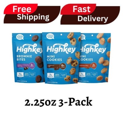 HighKey Sugar Free Cookies Variety Pack - Keto Snacks Zero Carb,  2.25oz 3-Pack