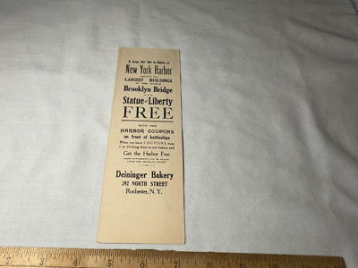 1930s NY Harbor Brooklyn Bridge Battleship Deininger Bakery Rochester Bond Bread