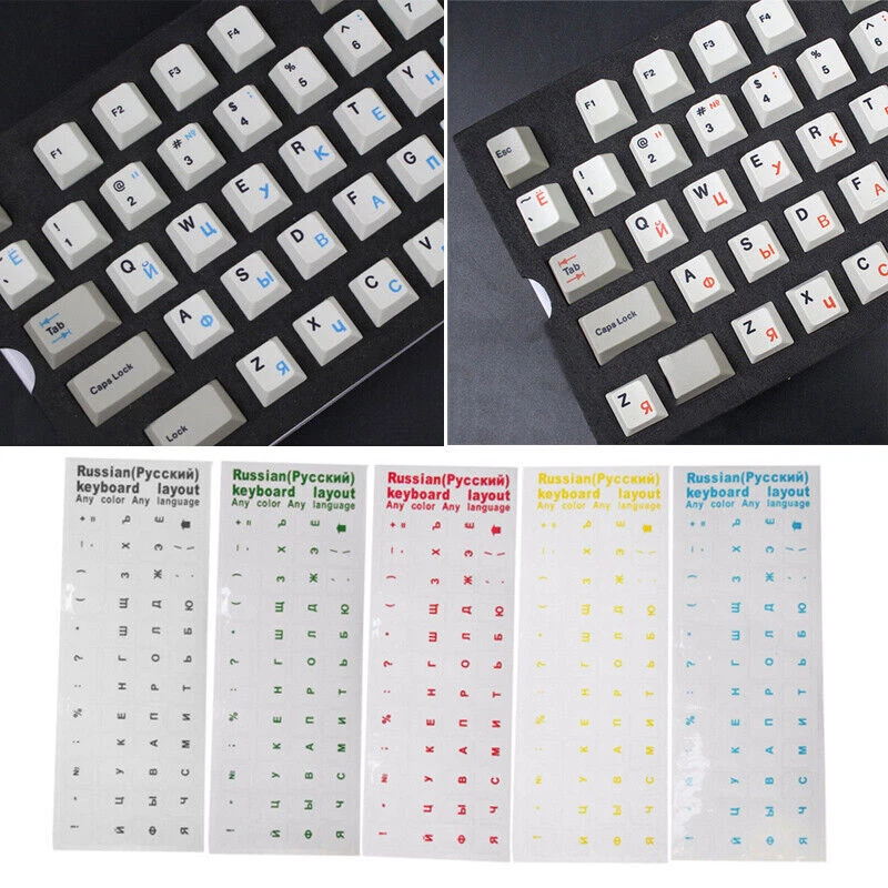 Russian Transparent Waterproof Stickers For PC Laptop Keyboard Red Table -uk- - Image 2 of 4