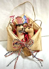Mice/Red-White-Blue/Patriotic/Fourth of July/Primitive/Envelope/Grunged
