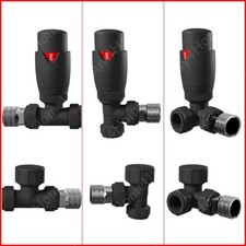Fusion Anthracite TRV Radiator Lockshield Valves 15mm x 1/2" Valve Pair