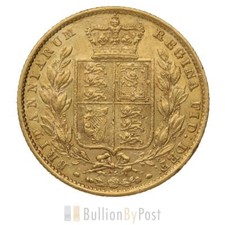 1868 Gold Sovereign - Victoria Young Head Shield Back - London