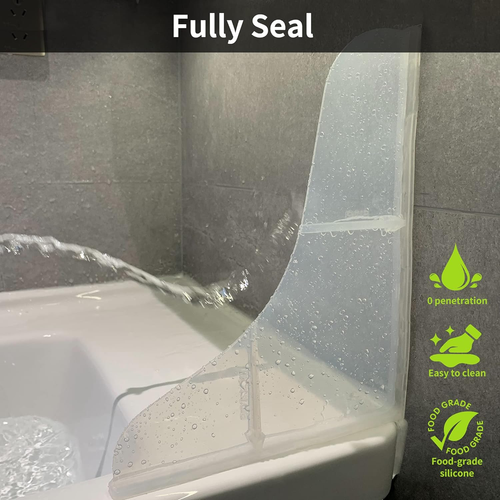 Mofason Silicone Shower Splash Guard, Clear Bathtub Corner Splash Guard, Bathroo - Picture 8 of 12