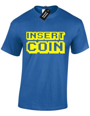 INSERT COIN HERREN T-SHIRT COOL RETRO GAMER GAMING DESIGN