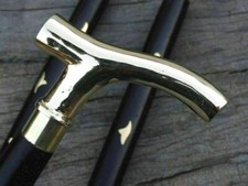 Antique Style Wooden Cane   T-Shape Brass Derby Handle Victorian Walking Stick