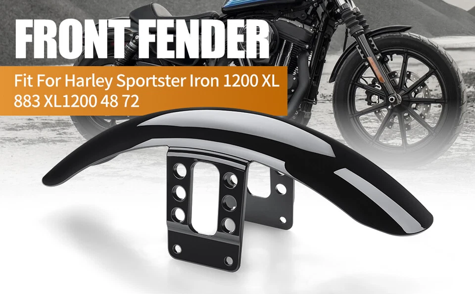 Vivid Black Front & Rear Fenders For Harley-Davidson Sportster 883 1200 2004-UP Foto 3 de 4