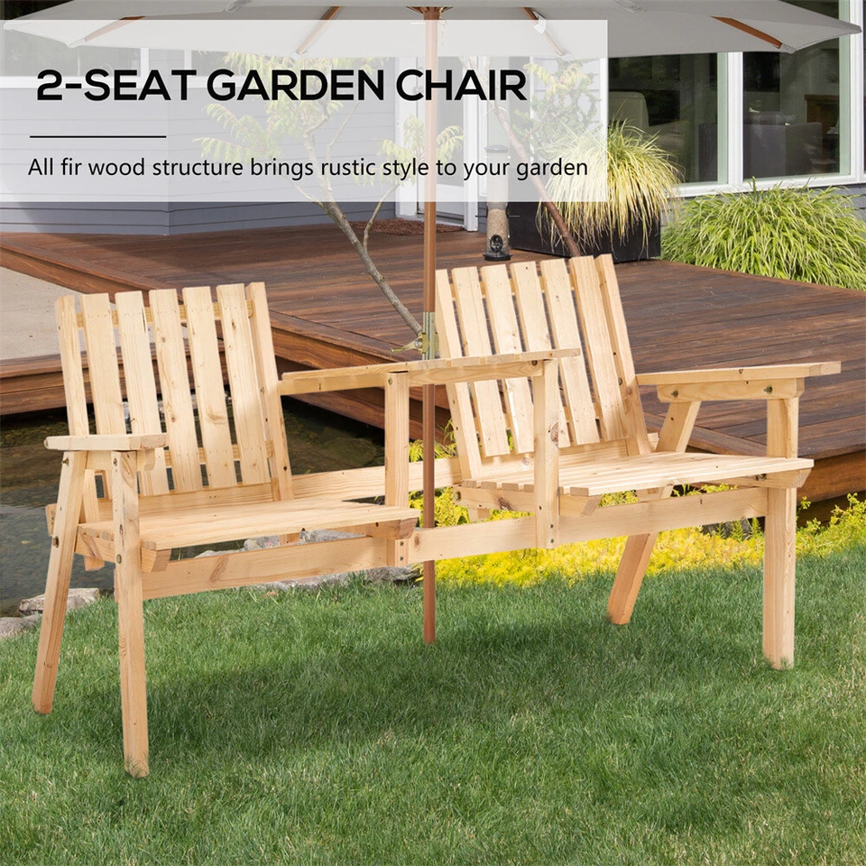 Outdoor Garden Bench Garden Chair Bench with Table Set - Image 3 of 4