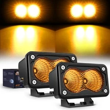 Nilight Amber Motorcycle Light Pods 2PCS 3Inch Flood Light Led Offroad Fog Light