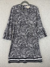 Michael Kors Shift Dress Women's L Paisley Knee Length 3/4 Bell Sleeve Stetchy