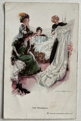 Artist Postcard Harrison Fisher The Trousseau Ladies Admiring Dress