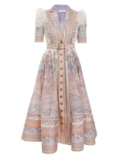 high tide midi shirt dress for woman Zimmermann High Tide Linen Midi Shirt Dress In Neutrals