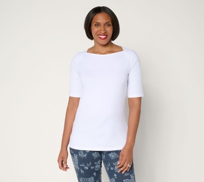 Belle by Kim Gravel Primabelle Knit Elbow Sleeve Top White S Used