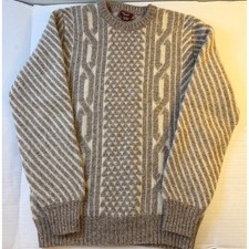 VTG Cambridge Classics Men's Large Virgin Wool Sweater Italy Tan Cable Knit