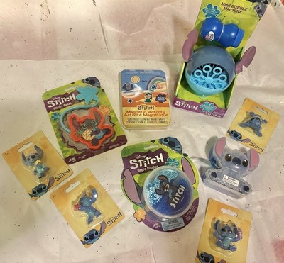 Disney Stitch Mini Bubble Machine with Assorted Stitch Toys Lot, 2 fl oz, 3+