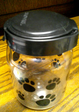 Dog Treat/Food Container Airtight Storage Clear Plastic-Black Flip Lid/Paws 1042