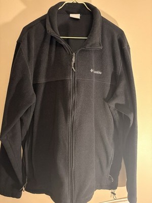Columbia Men's Black Full Zip Fleece Jacket Regular Fit Stand-Up Collar XL