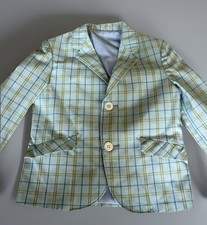 VTG SEARS ROEBUCK CO Boy's Cotton Light Blue Plaid Lined Blazer /JACKET Sz 5