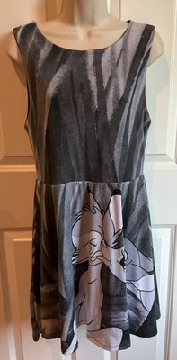 Hot Topic Fit and Flare Dress Disney s BAMBI Black Grays Size L FREE SHIPPING!