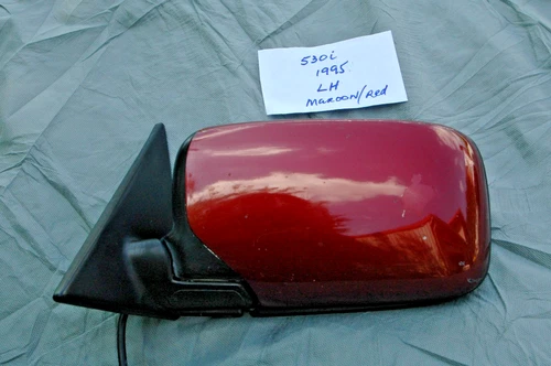 1993-1995 BMW 530i 540i 525i Side View Door Mirror OEM LH Maroon/Red