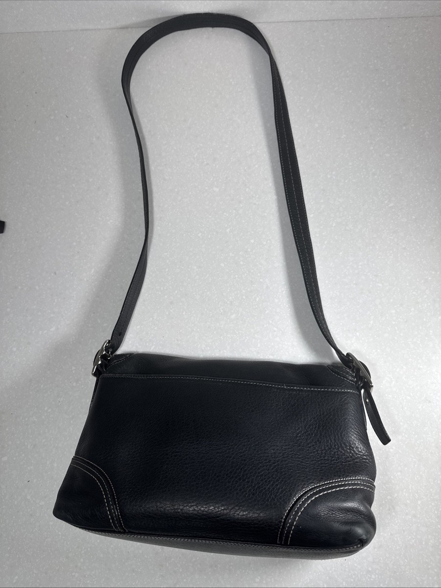 Vintage Coach F13085 Hampton Flap White Pebbled Leather Bag