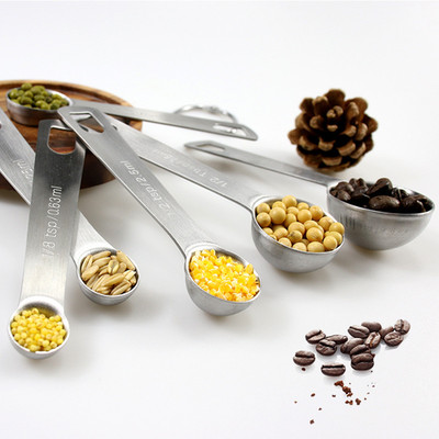 6 Stück Edelstahl Messlöffel Set Pulver Gewürz Gravur Küche Backen