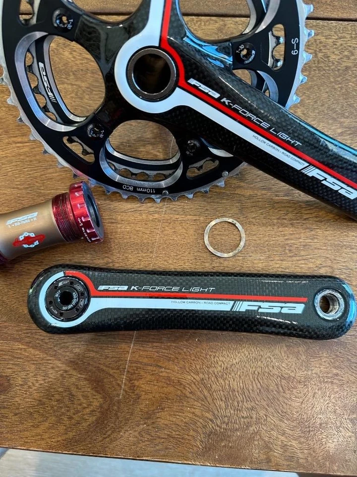 Juego de bielas de luz FSA K Force + soporte inferior de cerámica ciclocross 172,5 46/38 anillos Foto 3 de 4