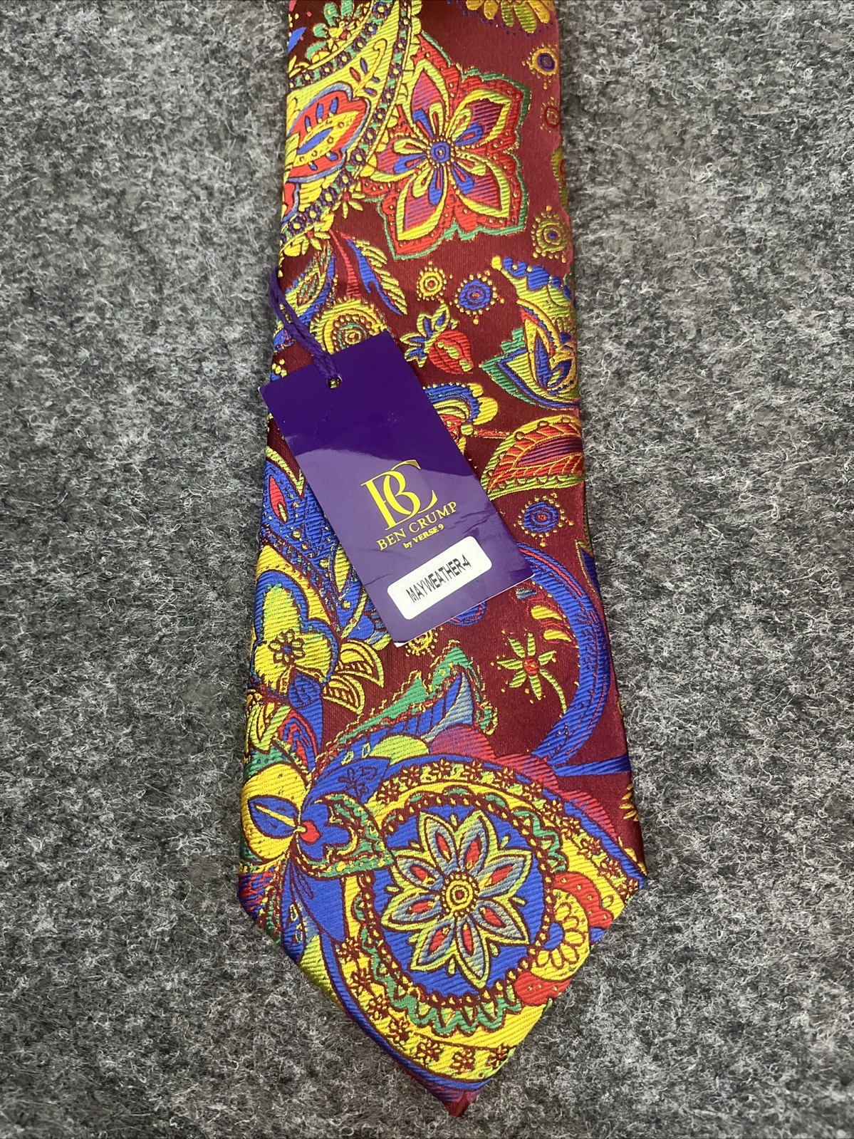 Verse 9 for Ben Crump Tie Necktie Mayweather Multicolor Paisley Floral