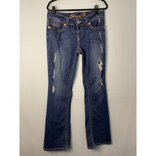 Seven7 Women's Size 10 Bootcut Jeans Distressed Blue Denim