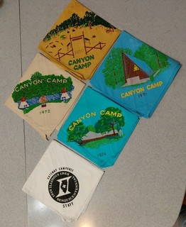 Lot of 5 BSA Four Canyon Camp Neckerchiefs & One Illinois Sesquicentennial