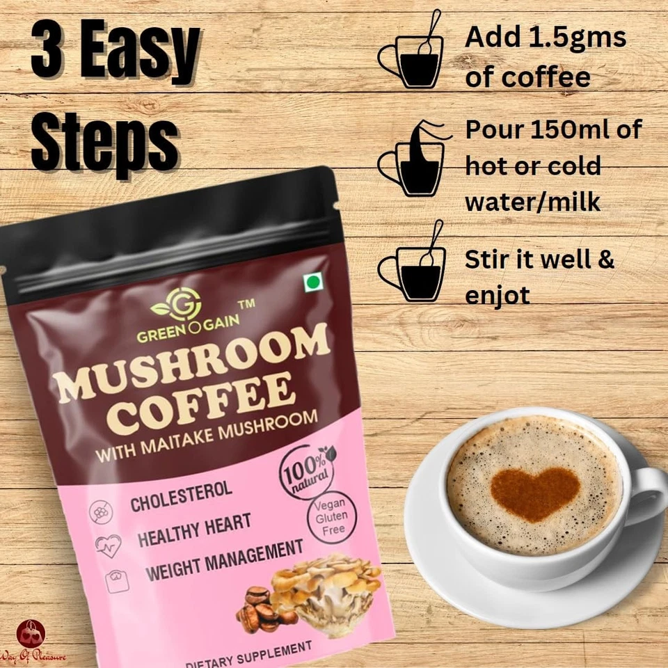 Café champiñón Green O Gain 45 g | Inmunidad y enfoque | Bebida energizante a base de hierbas Foto 4 de 4