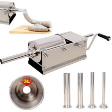 Horizontal Sausage Stuffer 3L/7LBS Manual Sausage Maker With 4 Filling Nozzles