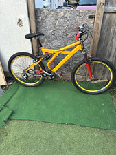 Retro Mountain Bike 26in lightweight xtrFull Suspension rockshox Yellow V-Brakes
