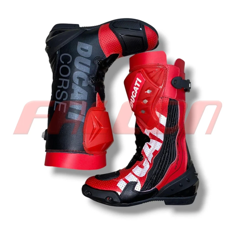 Nuevas botas Ducati Corse Motogp de cuero para motocicletas carreras aprobadas por la CE Foto 3 de 4