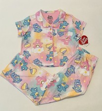Care Bears Girls Pajamas Size 6 Pants Button Up Shirt 2 PC Set New