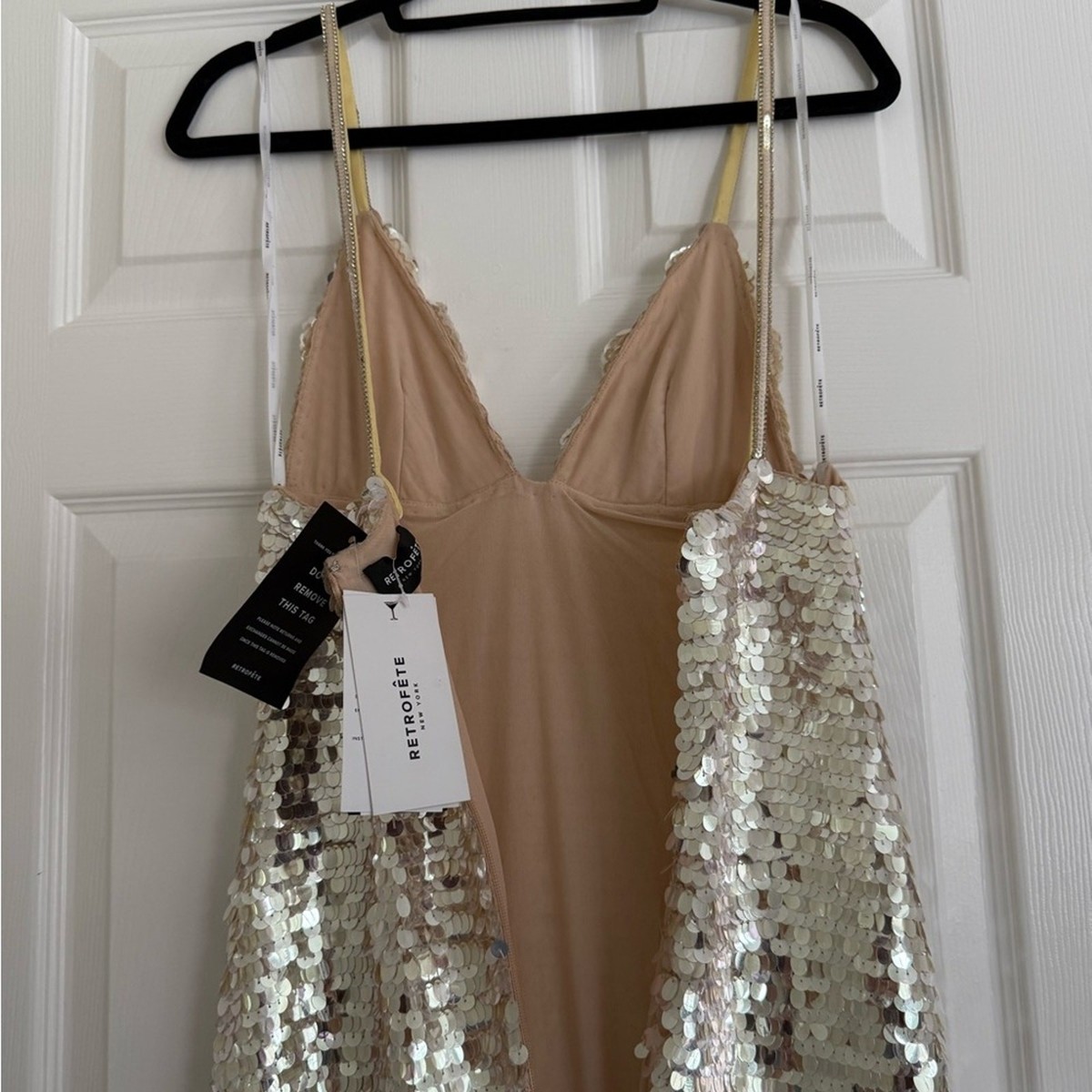 Retrofete Ines Embroidered Sequin Dress Yuzu Gold NEW with tags | eBay
