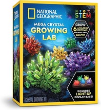National Geographic Mega Crystal Growing Kit for Kids- Grow 6 Crystals with Ligh