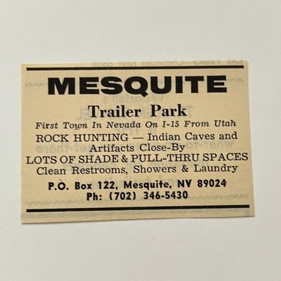 Mesquite Trailer Park Mesquite NV 1974 Ad TAK7-S16