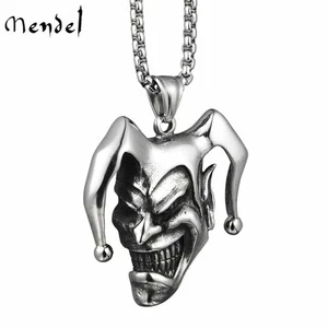 MENDEL Mens Acier inoxydable Déclaration Garçons Joker Clown Collier pendentif pour hommes