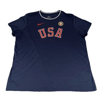 Nike USA T Shirt Womens XL Team USA Olympic Navy Graphic Tee Swoosh H345